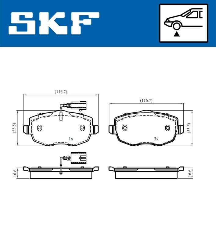 Jeu de 4 plaquettes de frein SKF ref. VKBP 80756 E